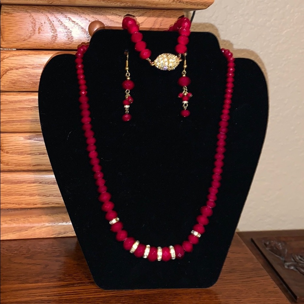 Red Beveled Necklace